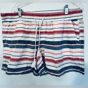 Sonoma Red and Blue Striped Women Shorts. Mid rise X Large